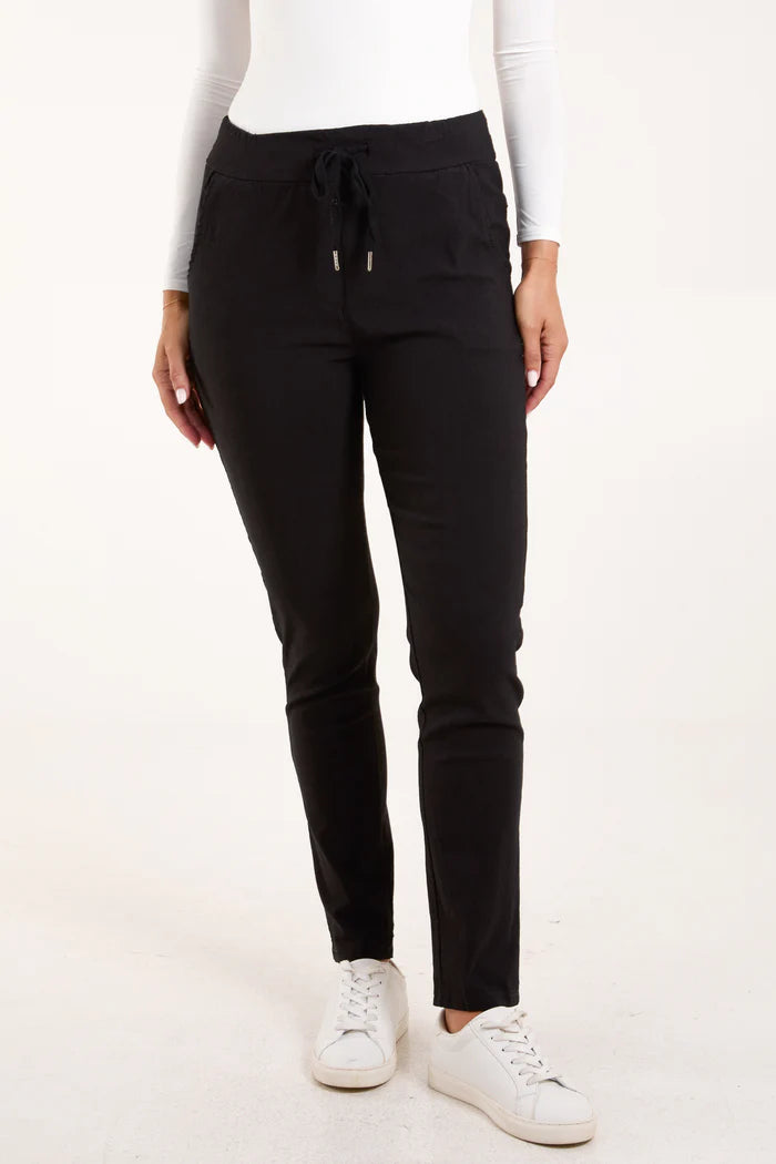 Magic Black Plain Smart Stretch Trousers