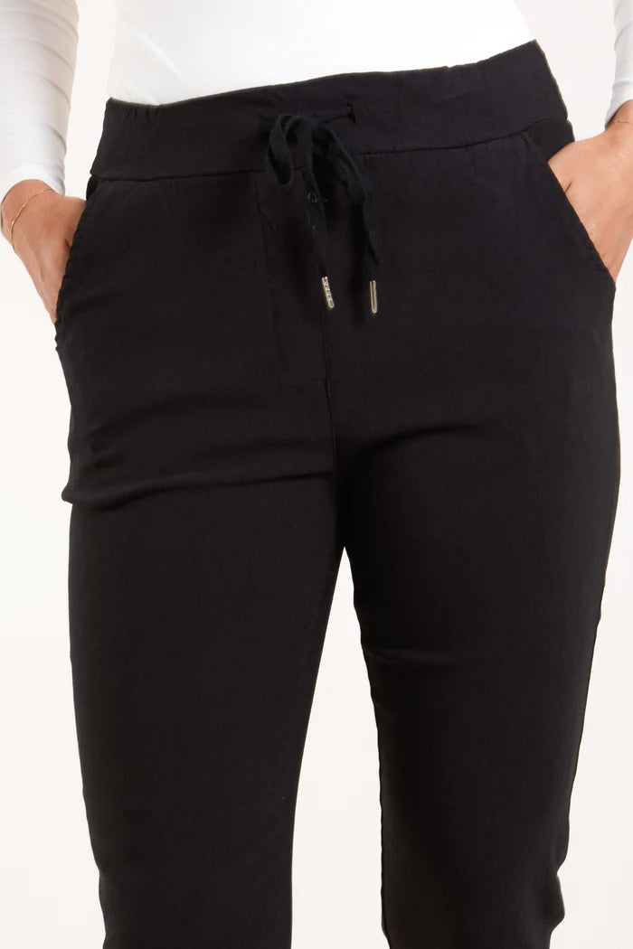 Magic Black Plain Smart Stretch Trousers