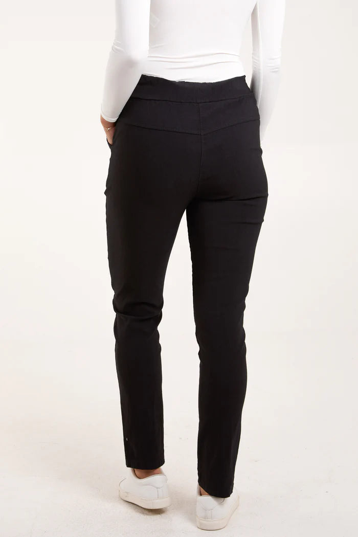 Magic Black Plain Smart Stretch Trousers