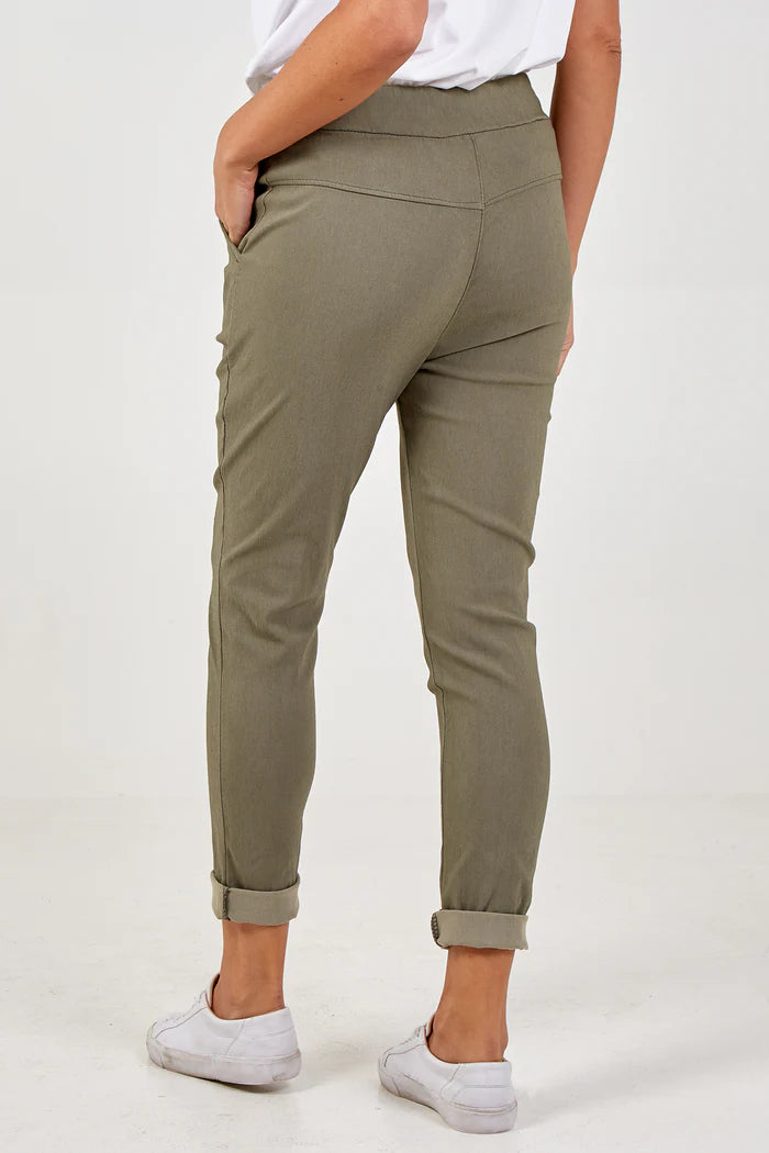 Magic Khaki Plain Smart Stretch Trousers