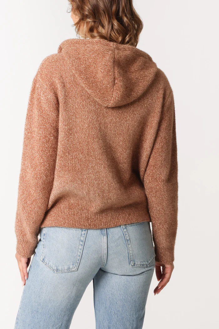 Coffee Zip Up Knitted Hoodie
