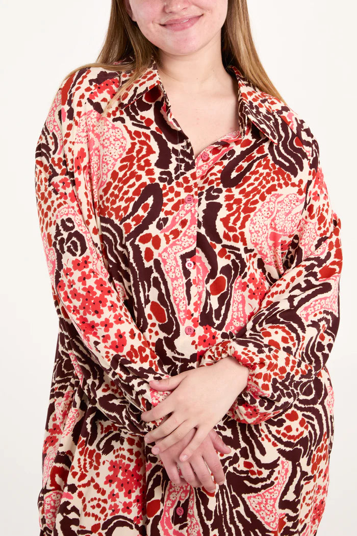Animal Red Multi Floral Oversized Statement Dress
