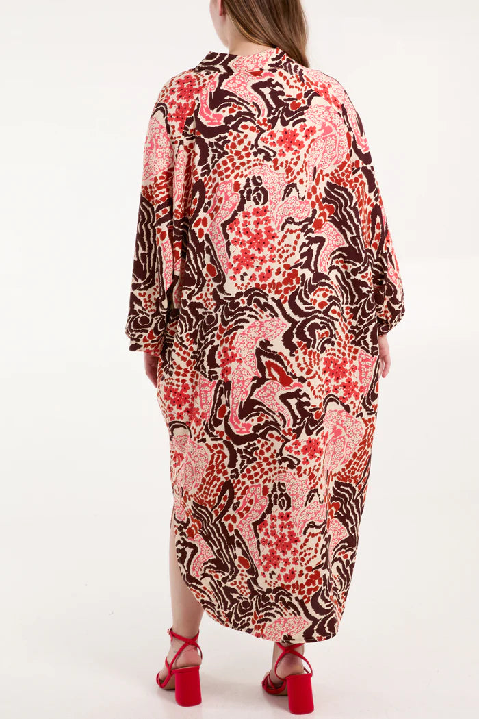 Animal Red Multi Floral Oversized Statement Dress