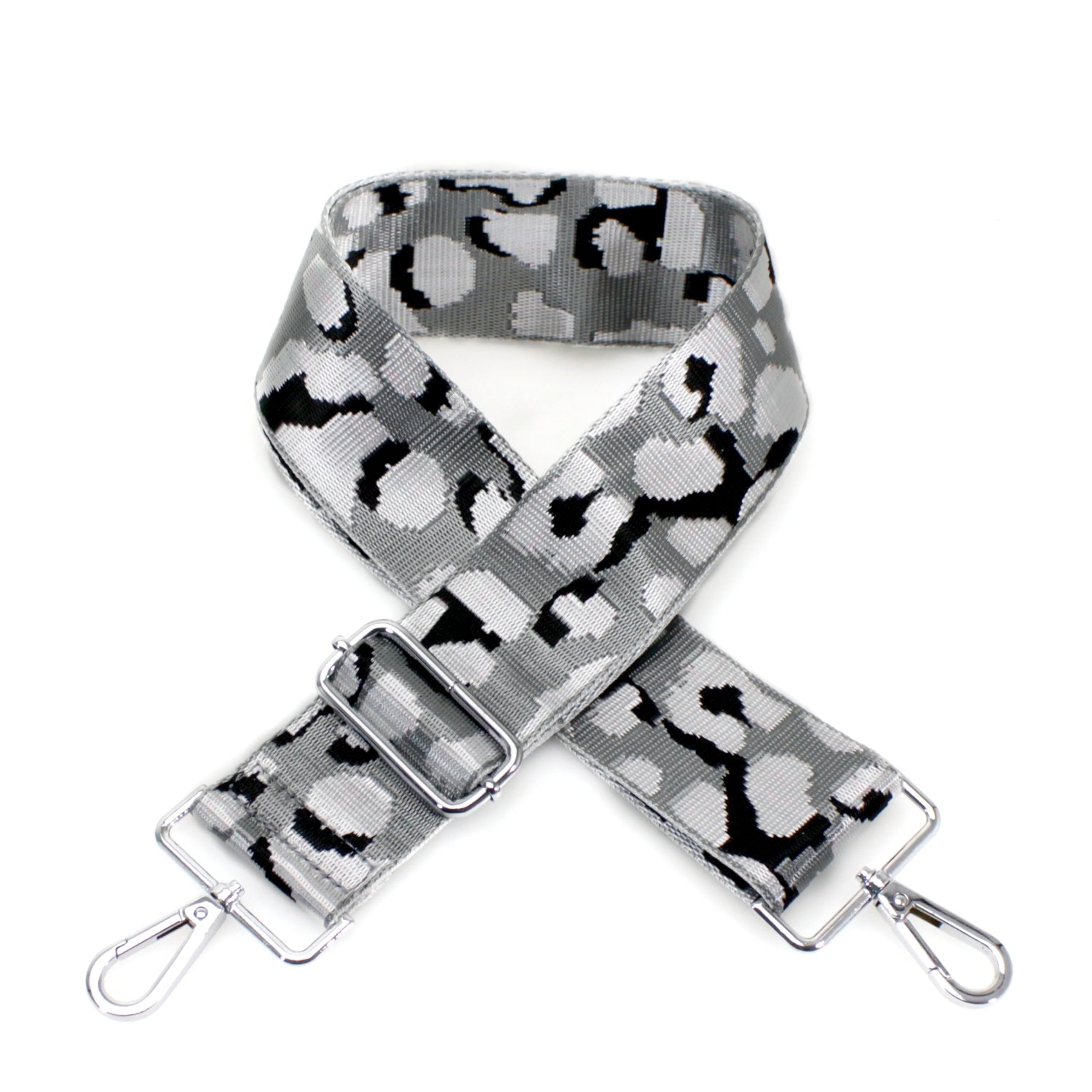 Canvas Strap- Silver Cheetah