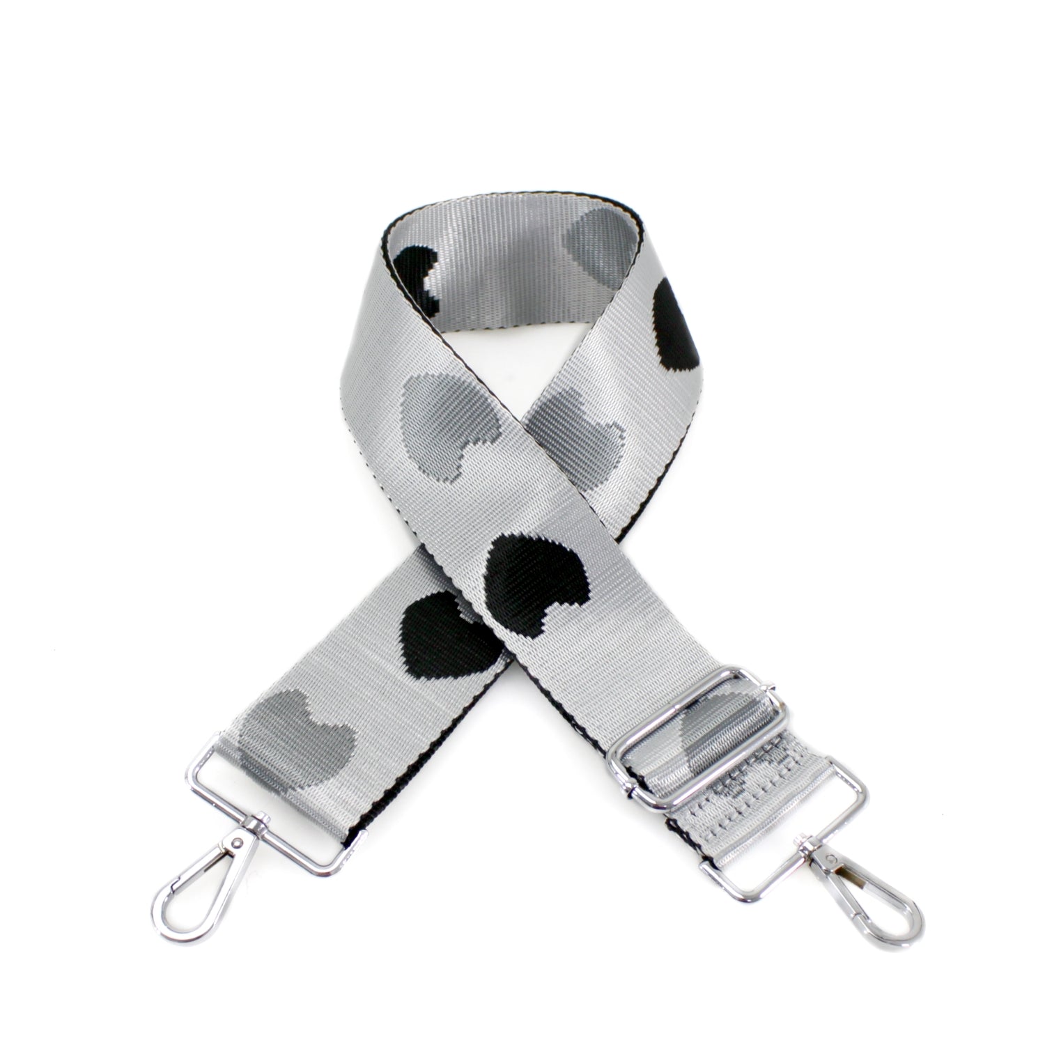 Canvas Strap- black/silver hearts