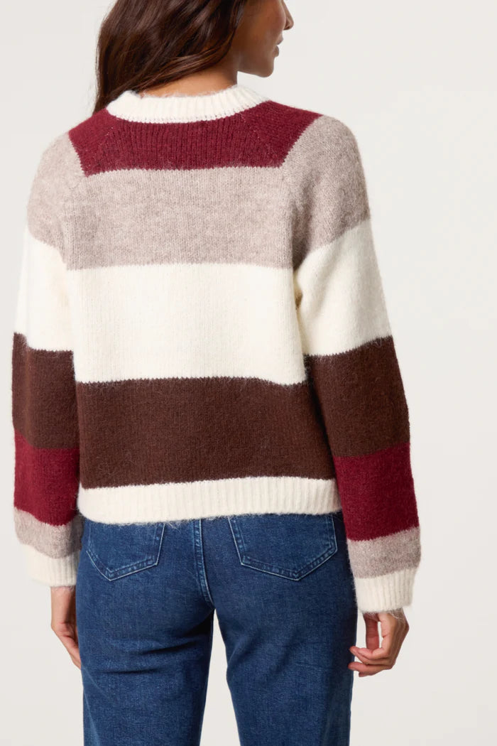 Striped Flower Button Cardigan