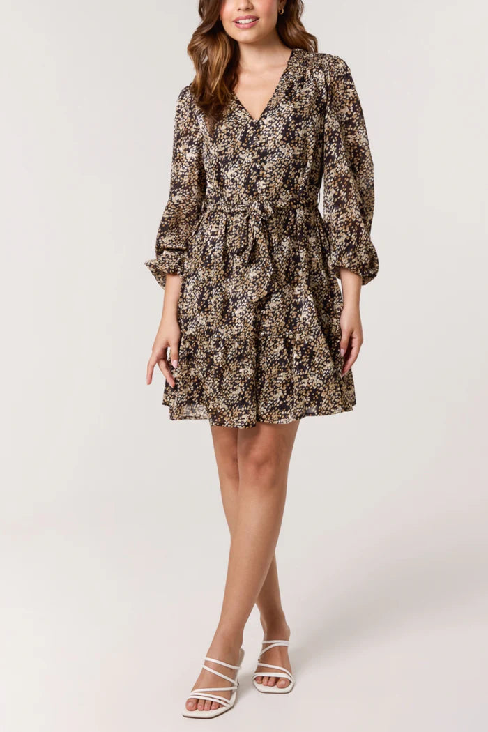 Spotty Printed Belted Mini Dress