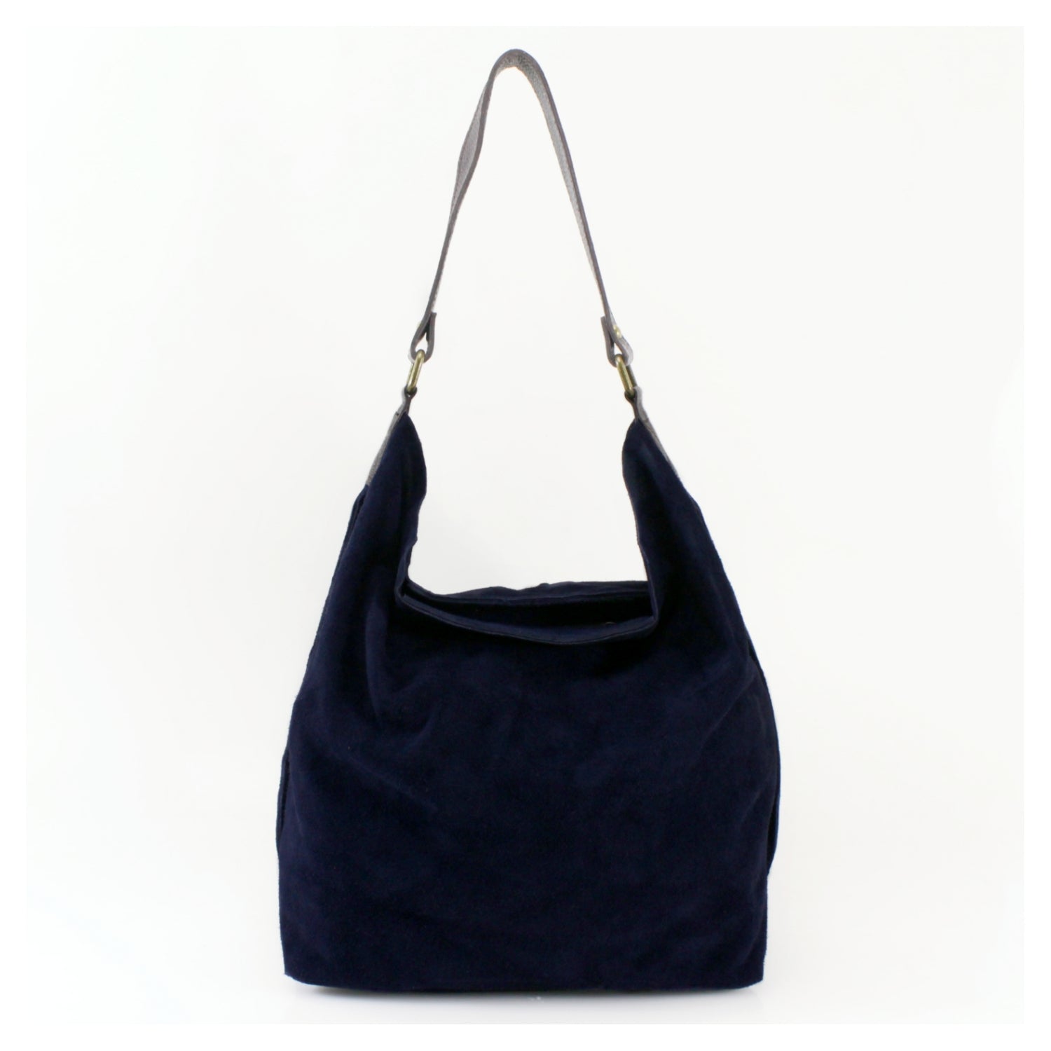 Suede Bucket Shoulder Bag With Brown leather Strap Choose From 13 Colours