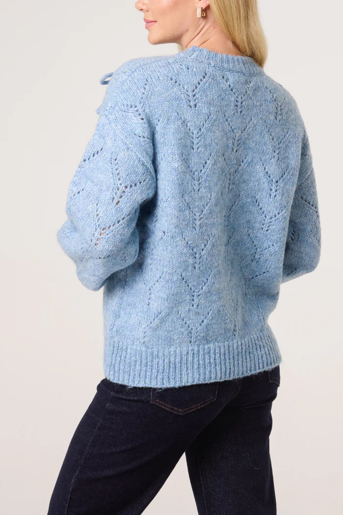 Blue Bow Detail Vintage Knit Jumper