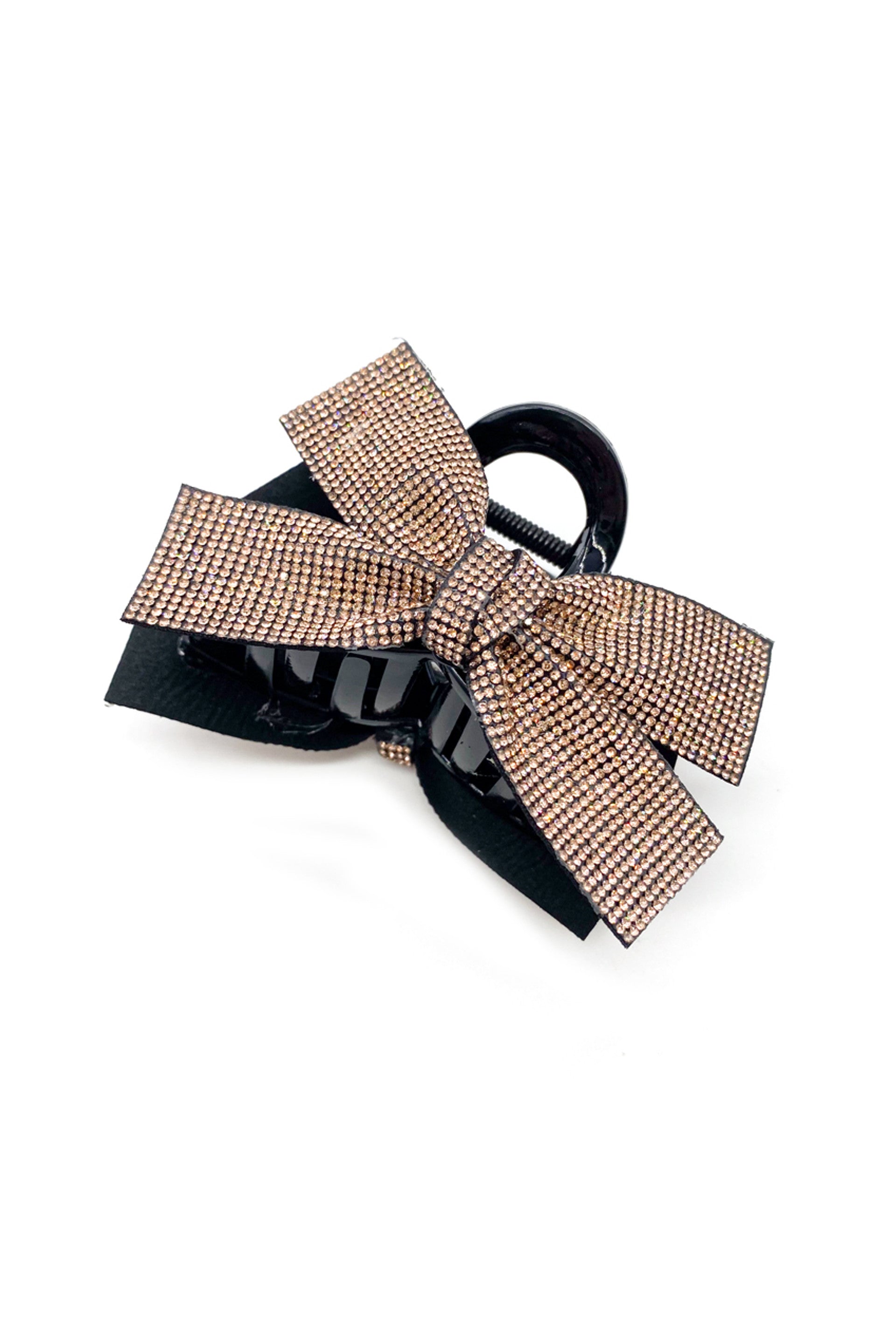 Bronze Diamante Bow Hair Claw Clip