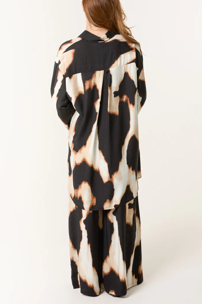 Relaxed Brown Abstract Trouser Co Ord Set