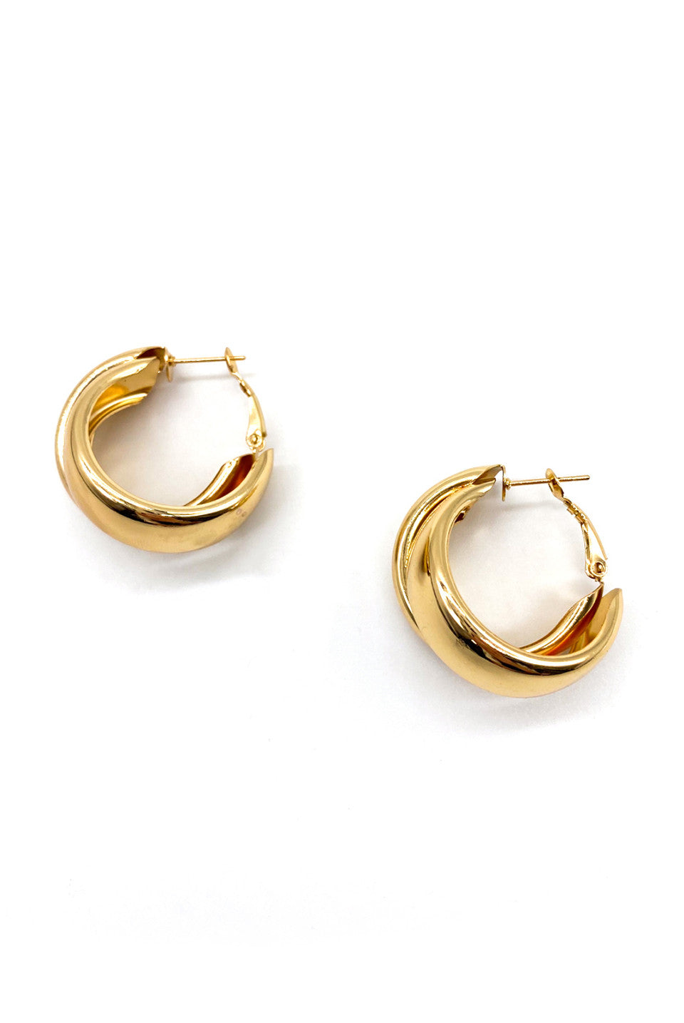 Gold Chunky Double Hoop Earrings