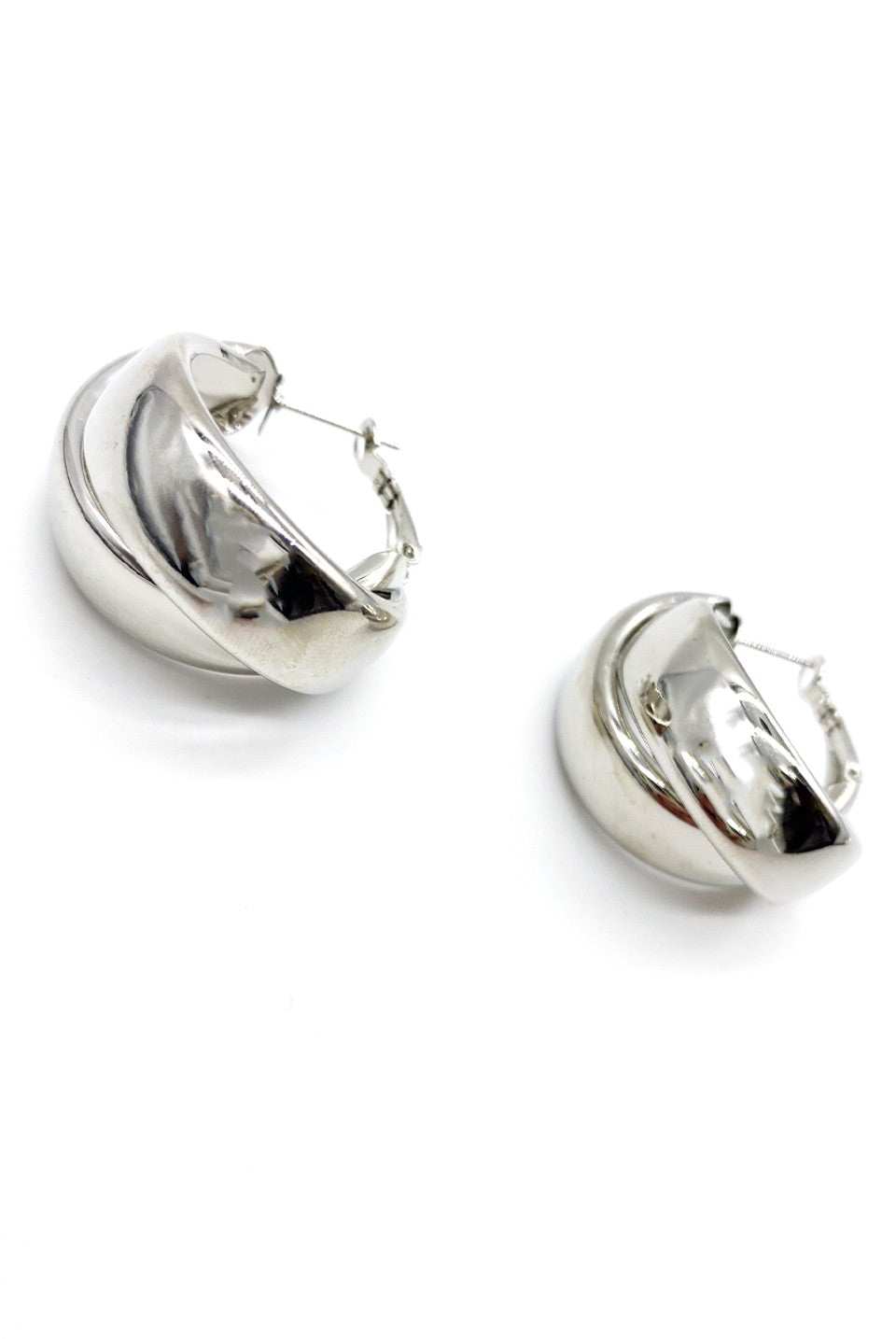 Silver Chunky Double Hoop Earrings