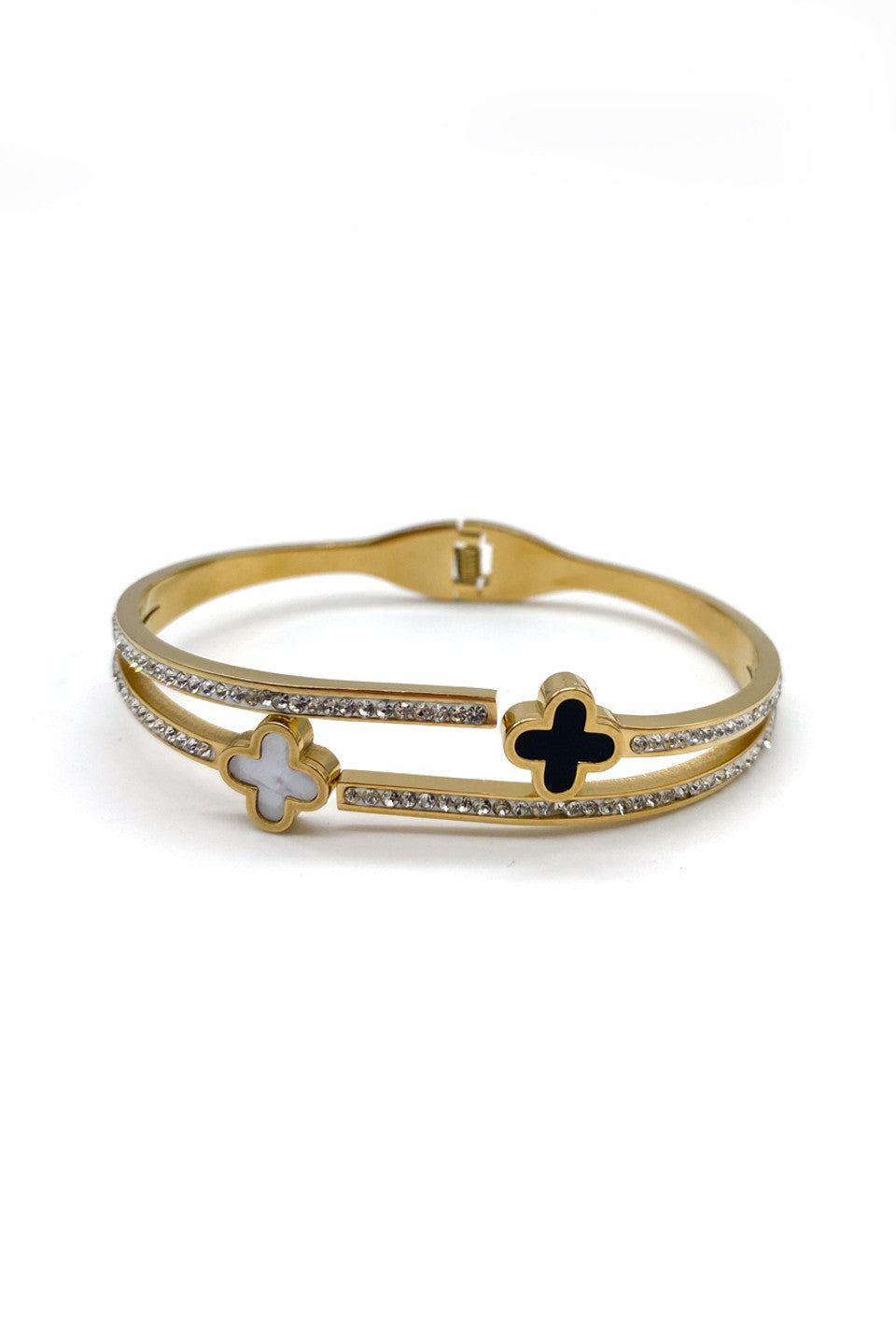 Monochrome Gold Clover Style Bangle