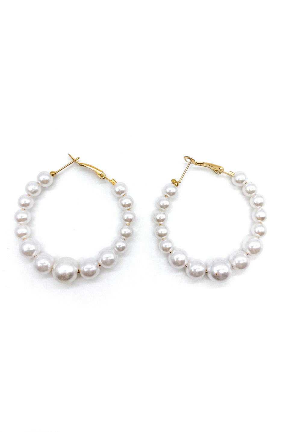 Gold Full Pearl Hoop Earrings