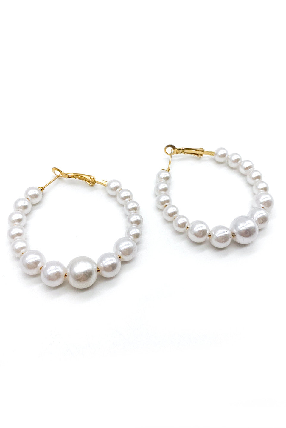 Gold Full Pearl Hoop Earrings