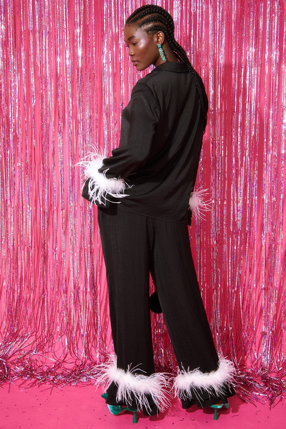 Black Day to Night Feather Co-ord