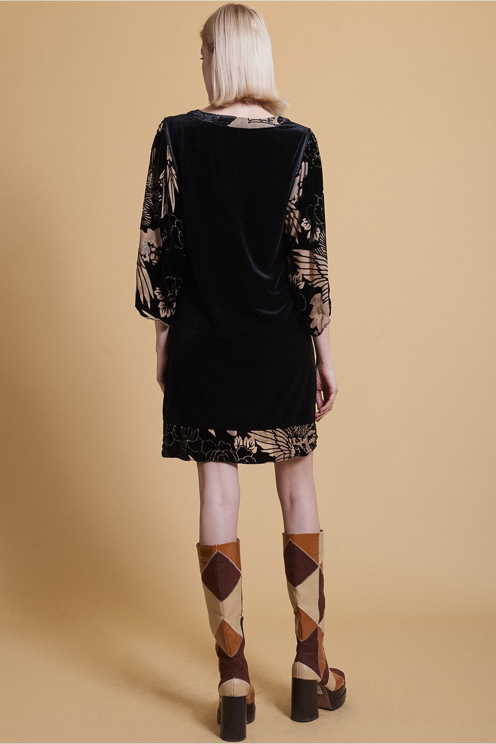 Black Silk Devore Mini Dress