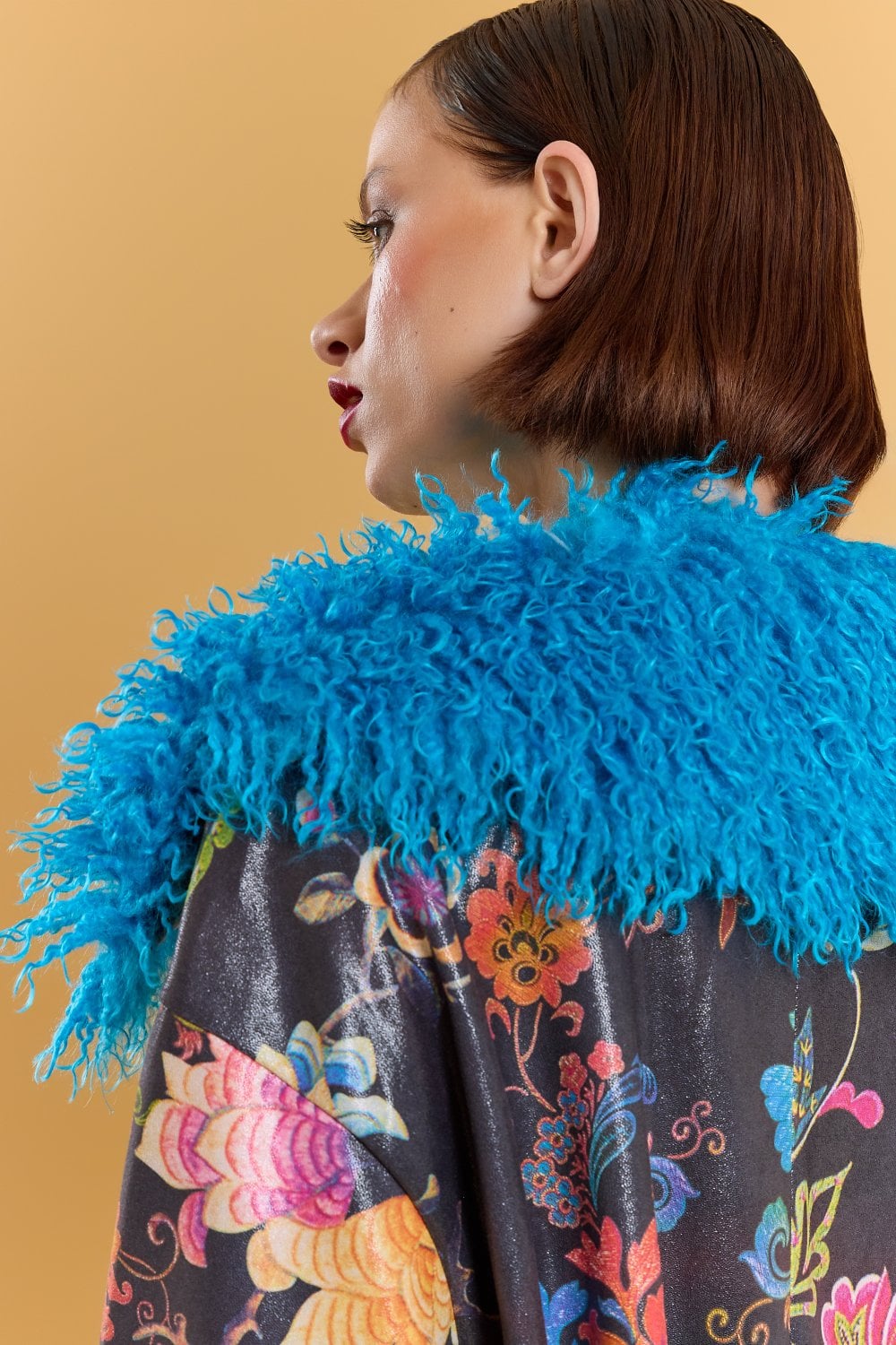 Black Faux Suede Embroidery Effect Trench Coat