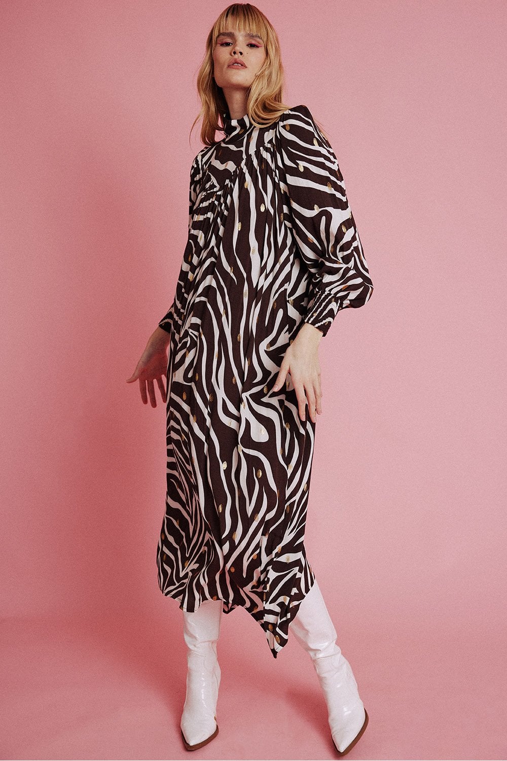 Chocolate Silk Blend Long Sleeve Maxi Dress