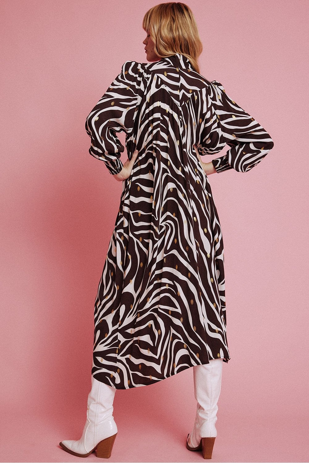 Chocolate Silk Blend Long Sleeve Maxi Dress