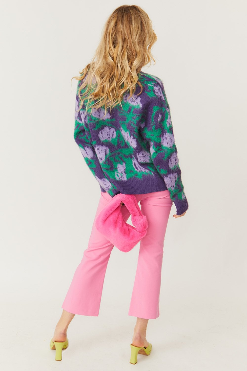 Purple Floral Brushed Cashmere Oversized Jumper