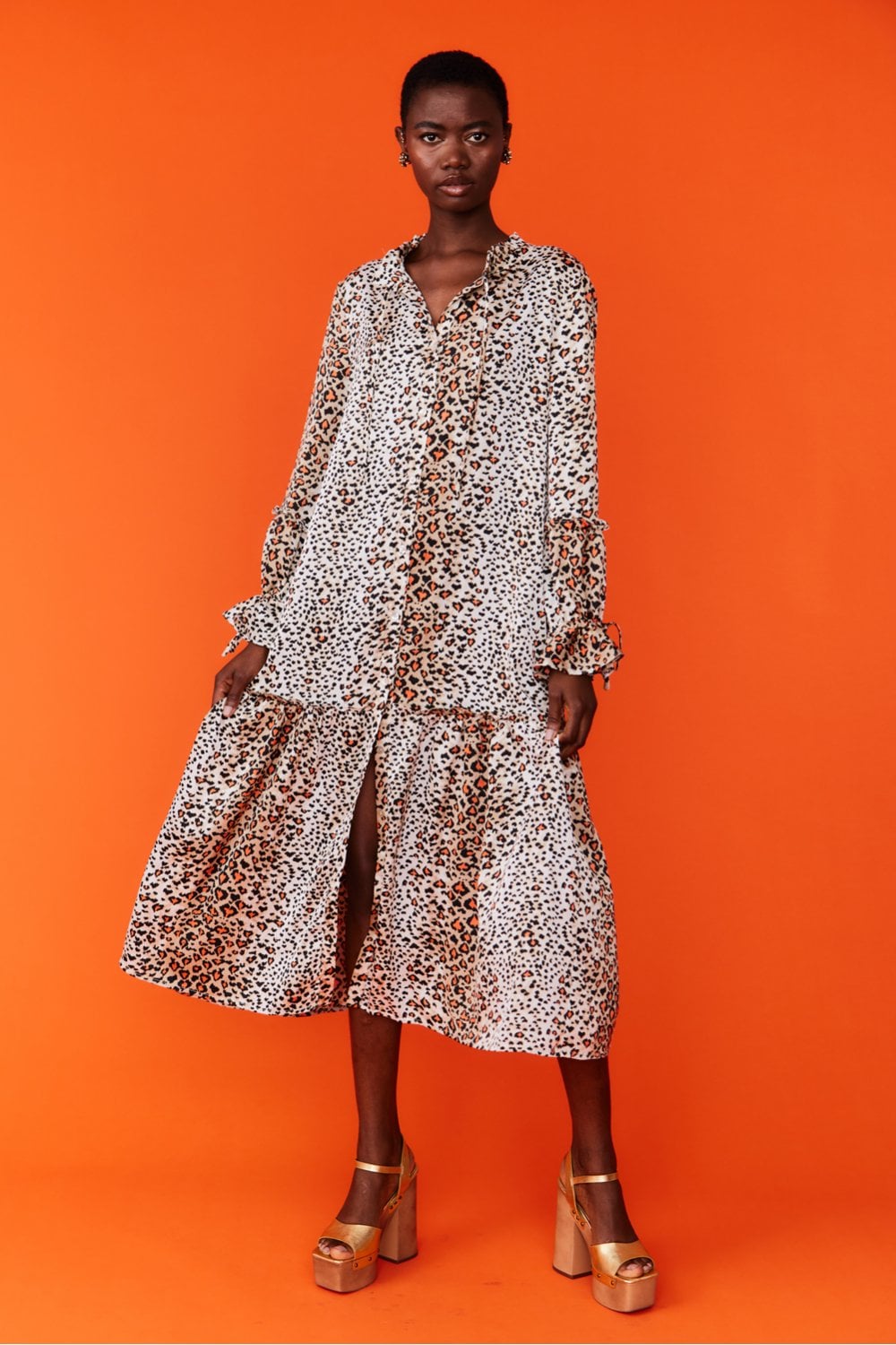 Silk Blend Animal Print Maxi Dress