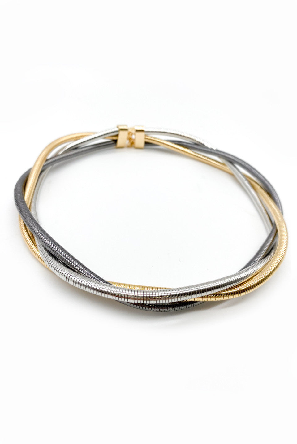 Twisted Layered Mixed Metal Choker Necklace