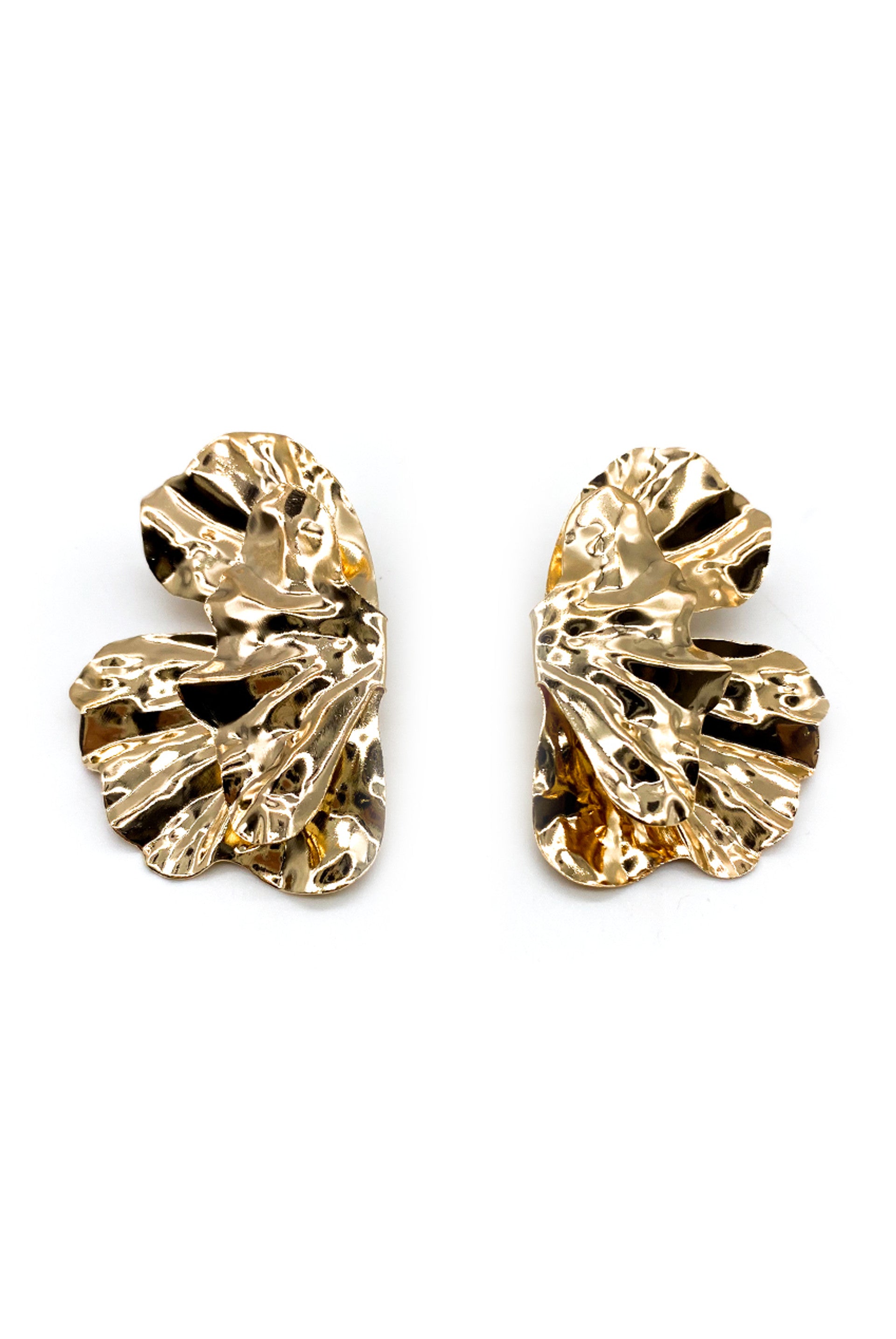 Gold Oversized Half Flower Earrings