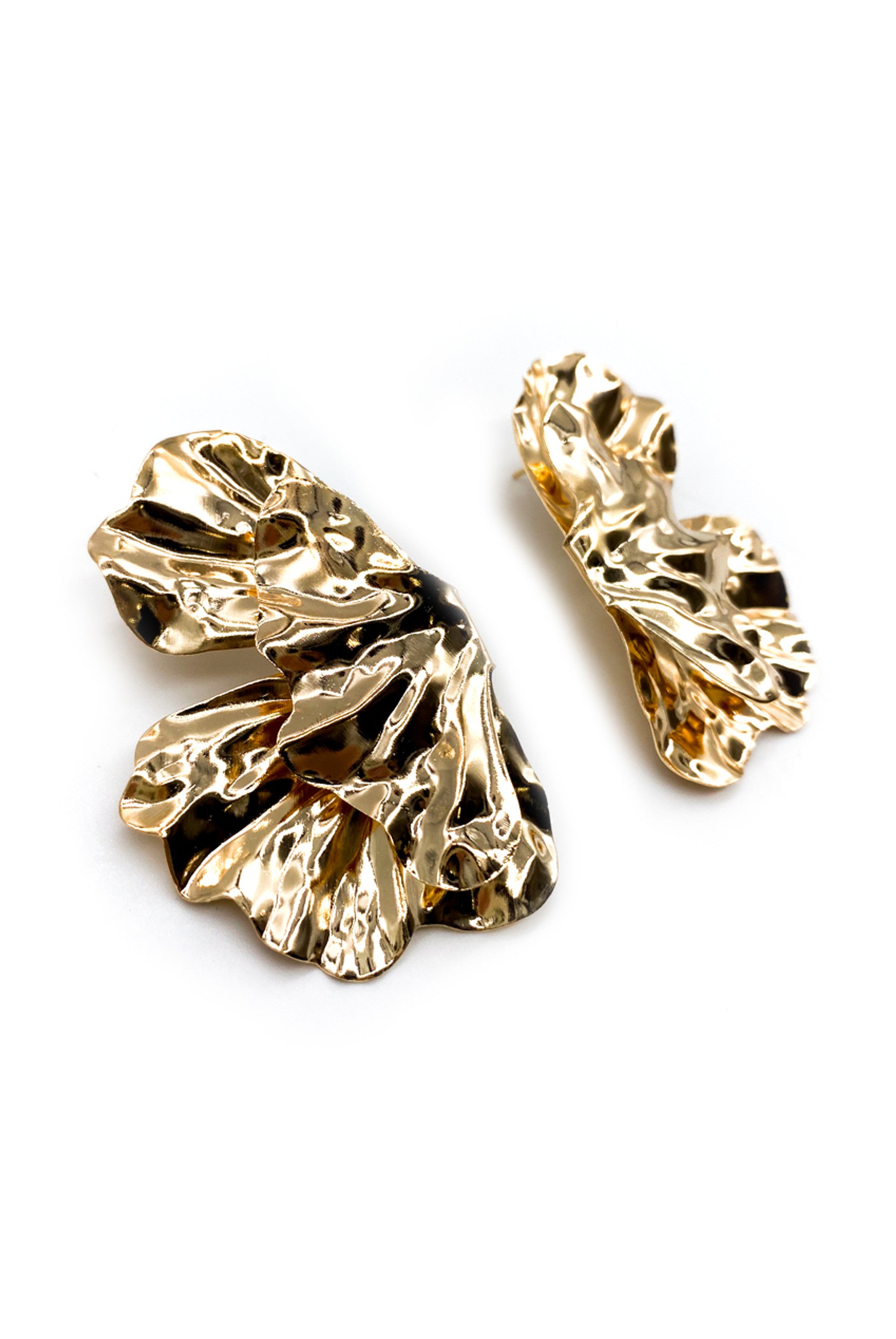 Gold Oversized Half Flower Earrings