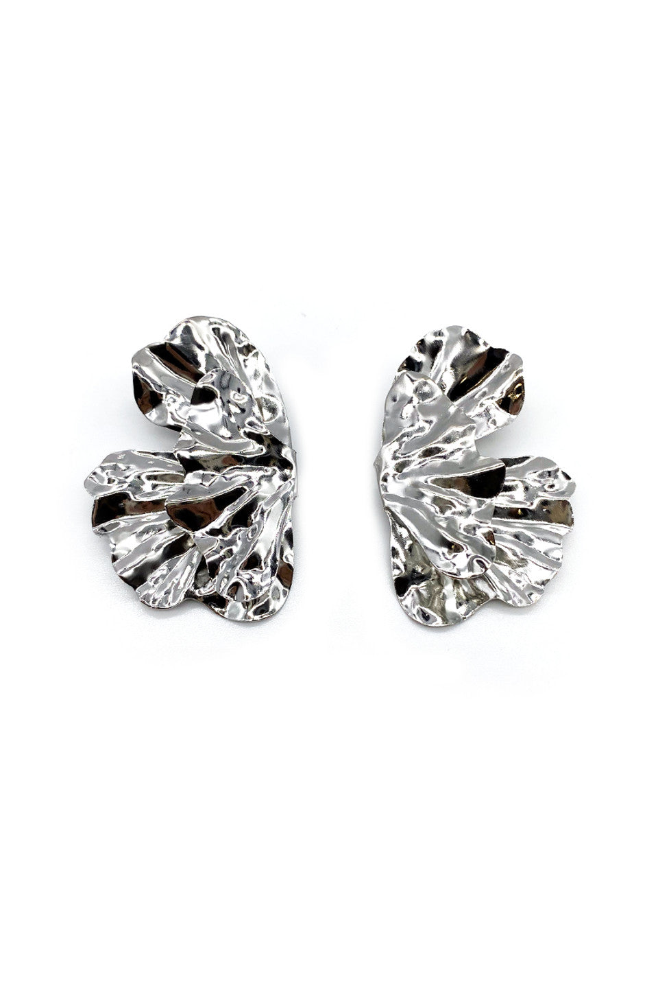Silver Oversized Half Flower Earrings