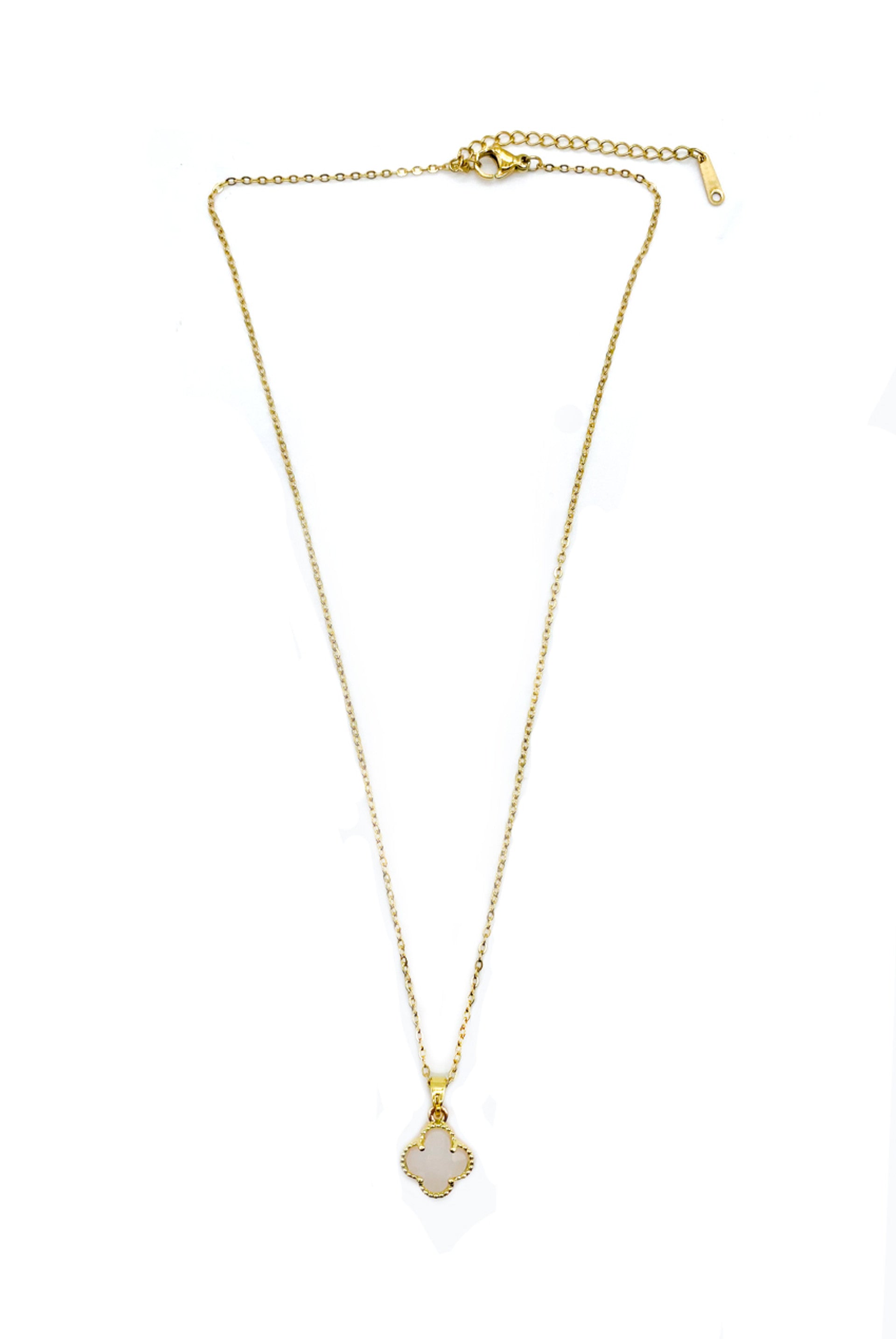 Moonstone Gold Clover Pendant Necklace