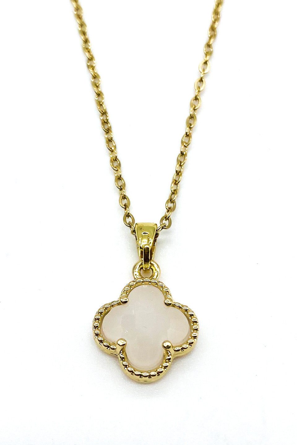 Moonstone Gold Clover Pendant Necklace