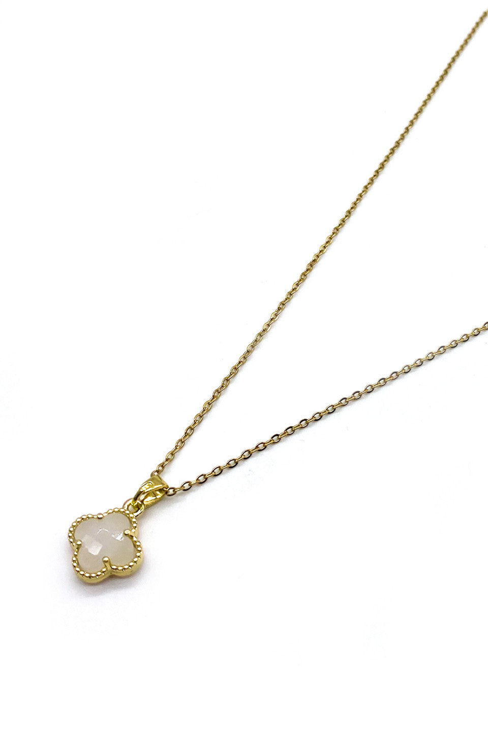 Moonstone Gold Clover Pendant Necklace