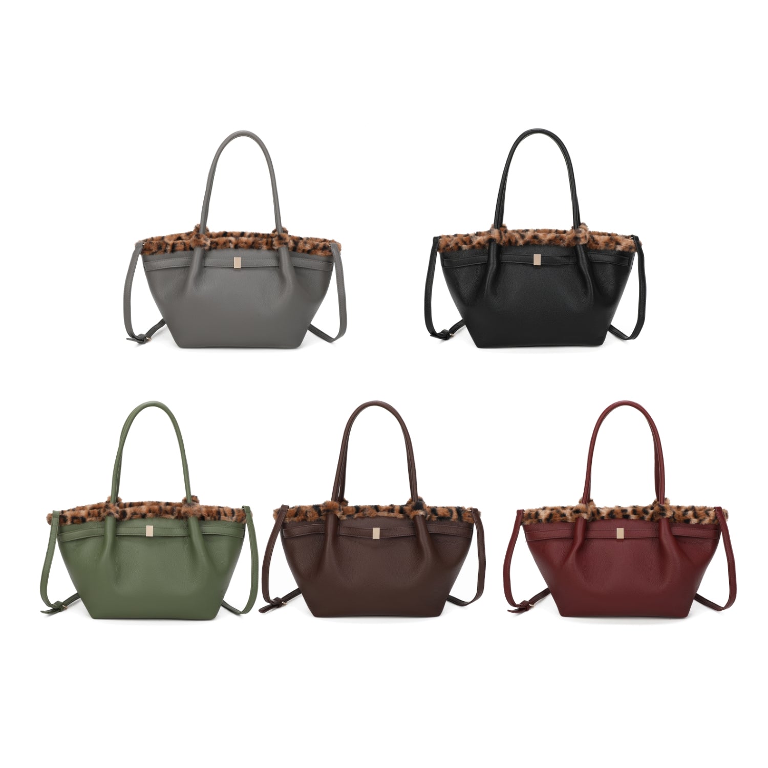 Leopard Trim Large Shoulder Bag Choose From 5 Colours