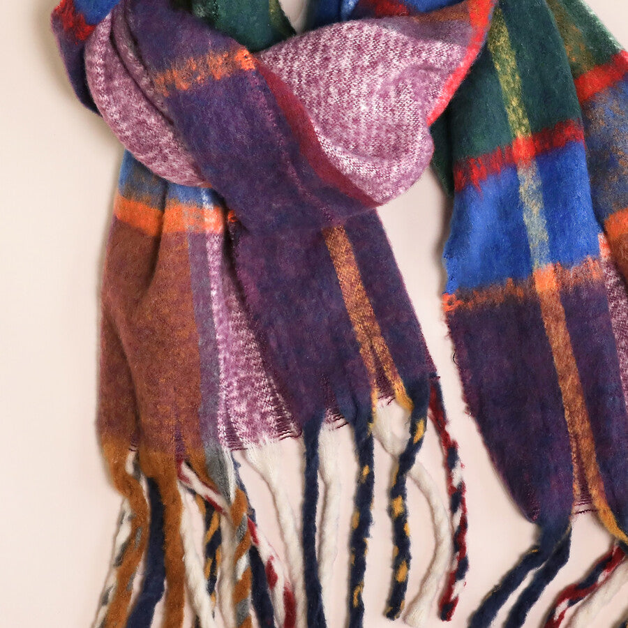Multicoloured Tartan Check Winter Scarf