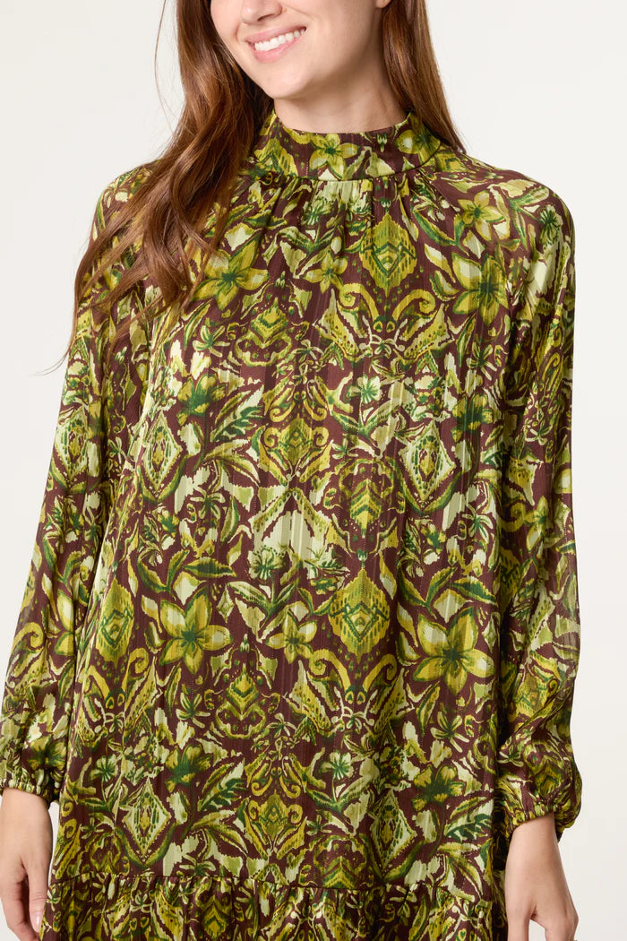 Lime Vintage Style Frill Hem Mini Dress