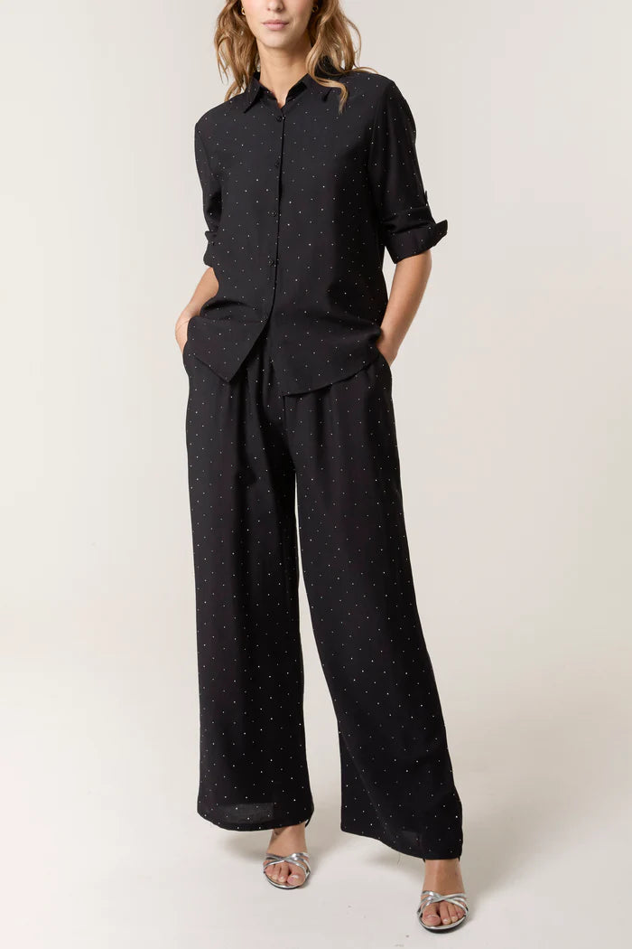 Black Sparkly Shirt and Trouser Co Ord Set