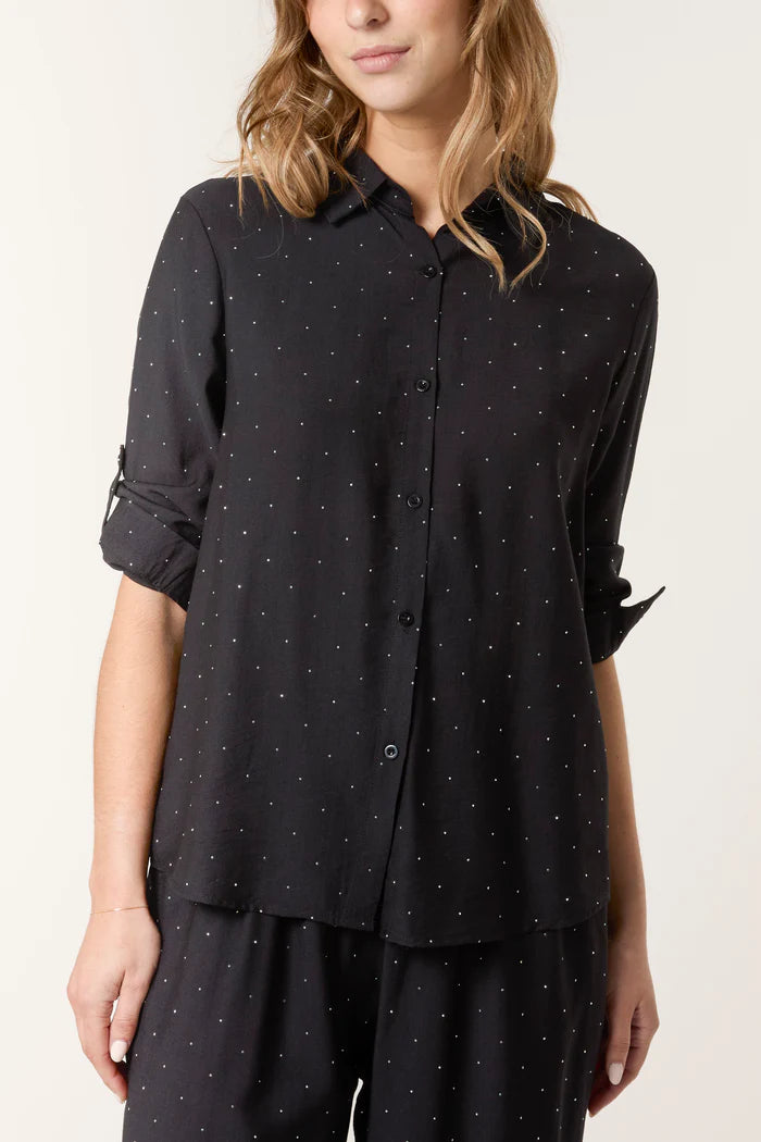 Black Sparkly Shirt and Trouser Co Ord Set