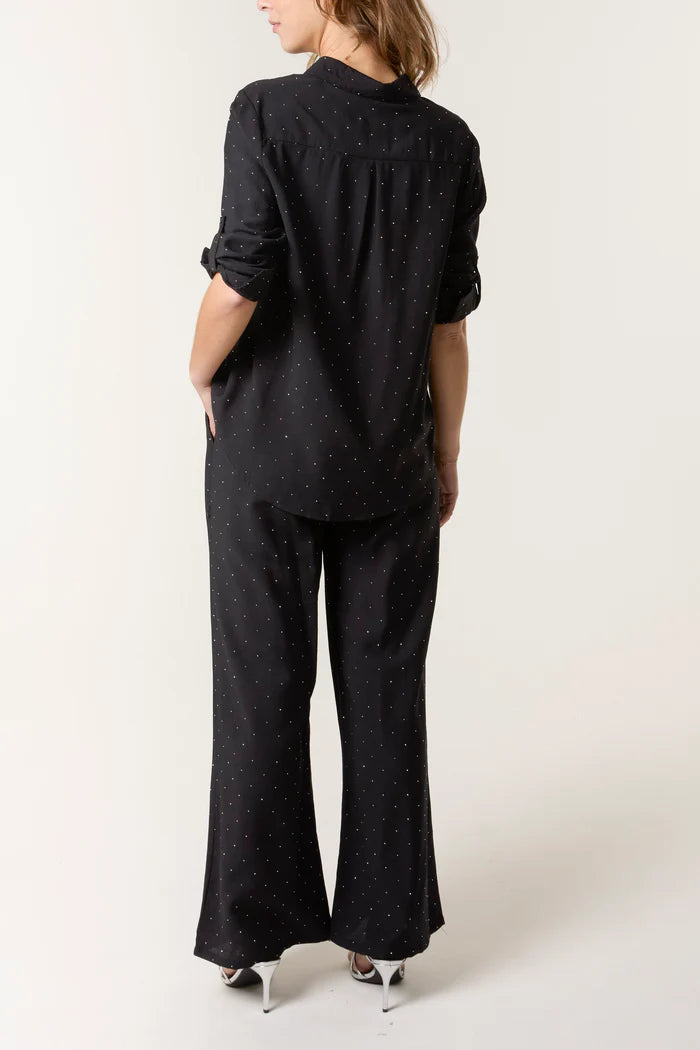 Black Sparkly Shirt and Trouser Co Ord Set
