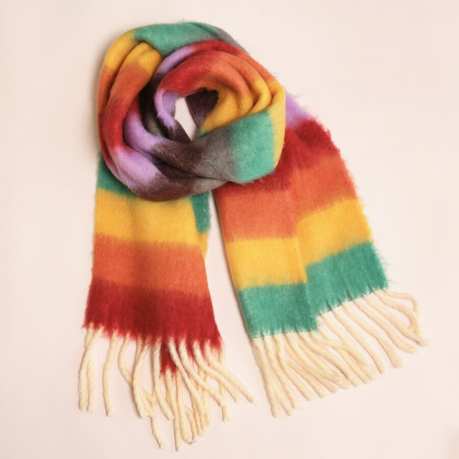 Rainbow Thick Stripe Winter Scarf
