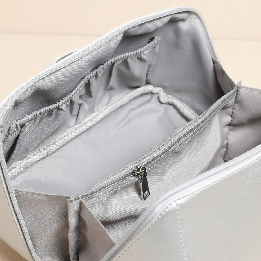 Silver Open Flat Rectangular Makeup Bag
