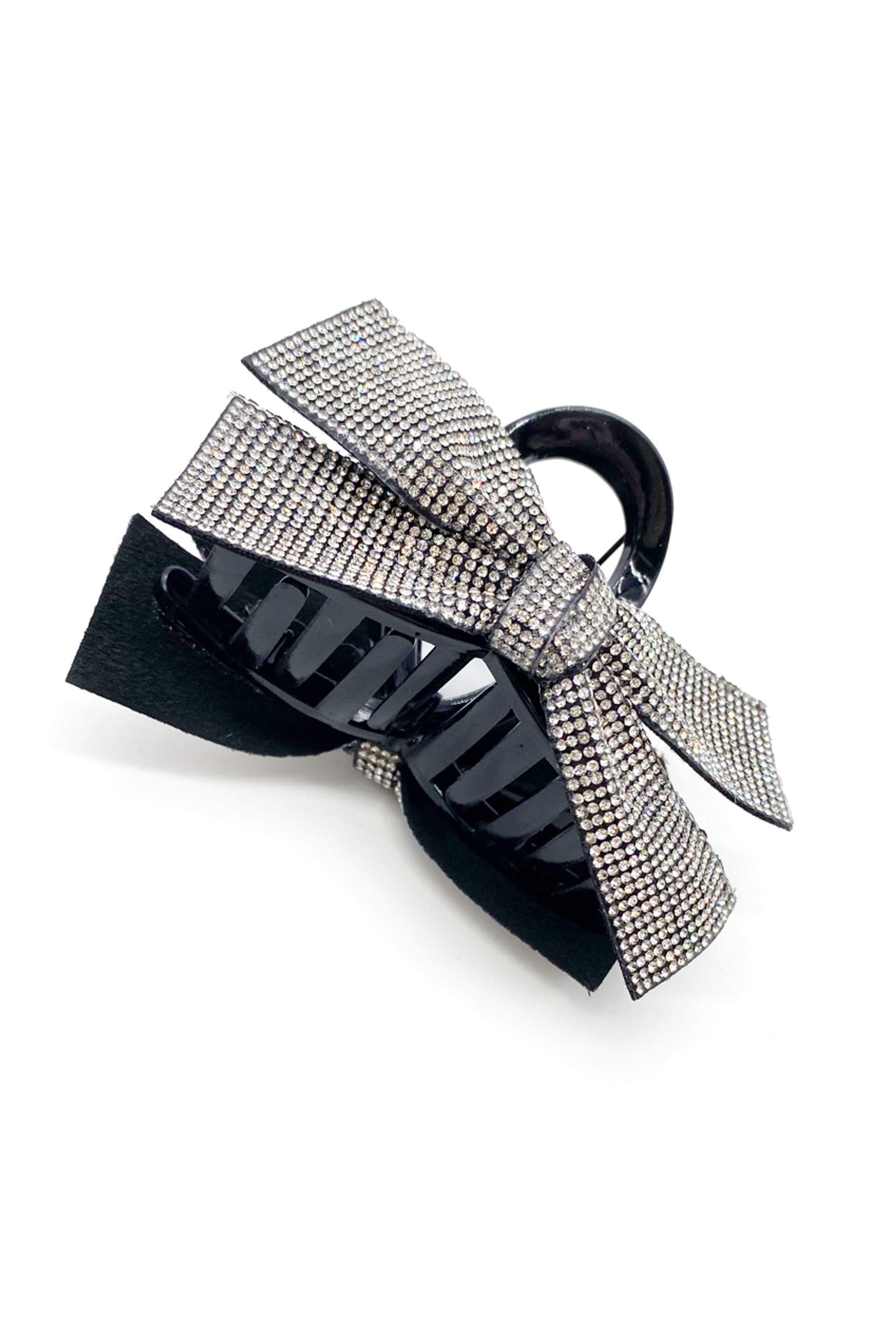 Silver Diamante Bow Hair Claw Clip