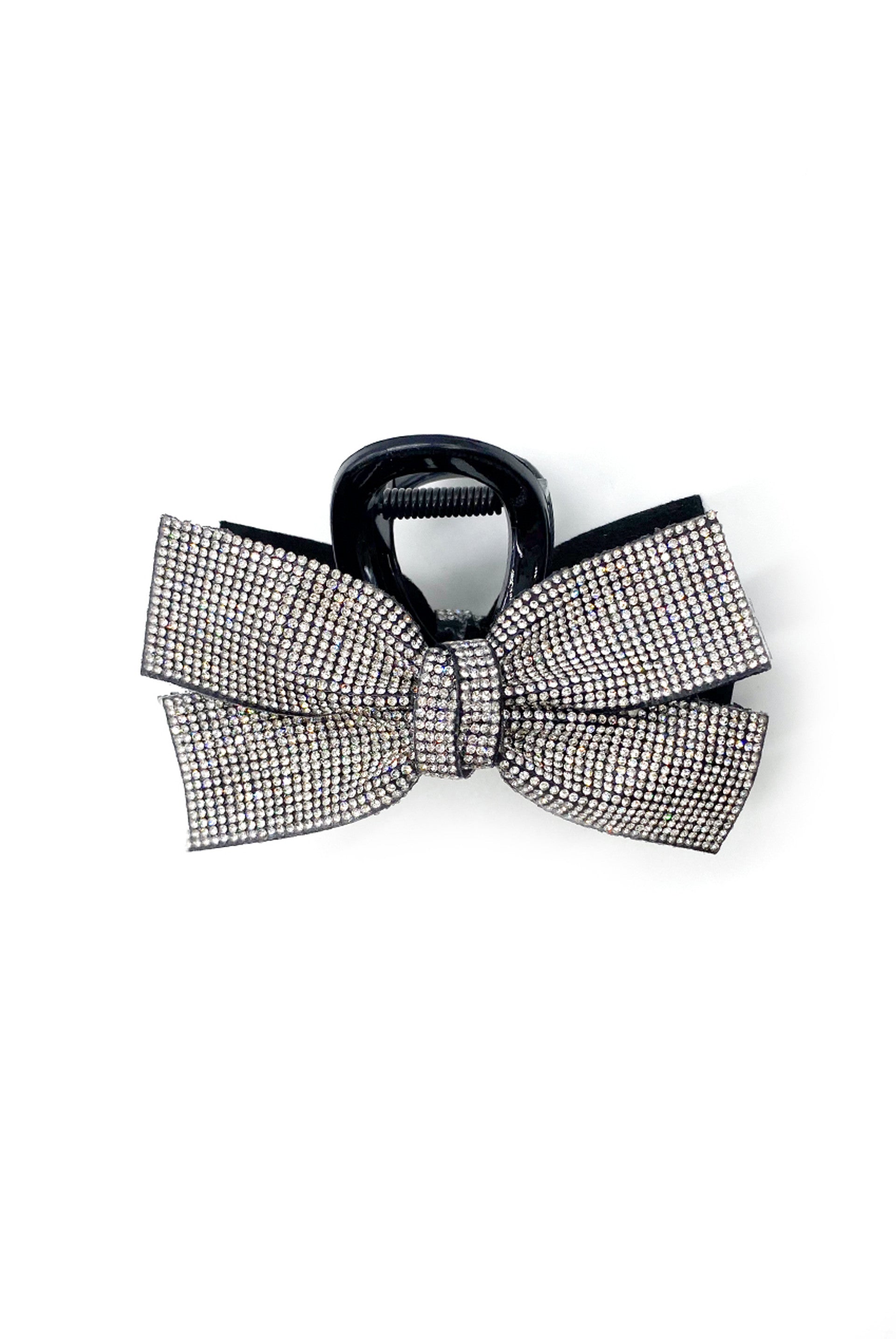 Silver Diamante Bow Hair Claw Clip