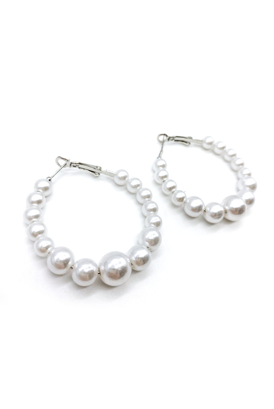 Silver Full Pearl Hoop Earrings