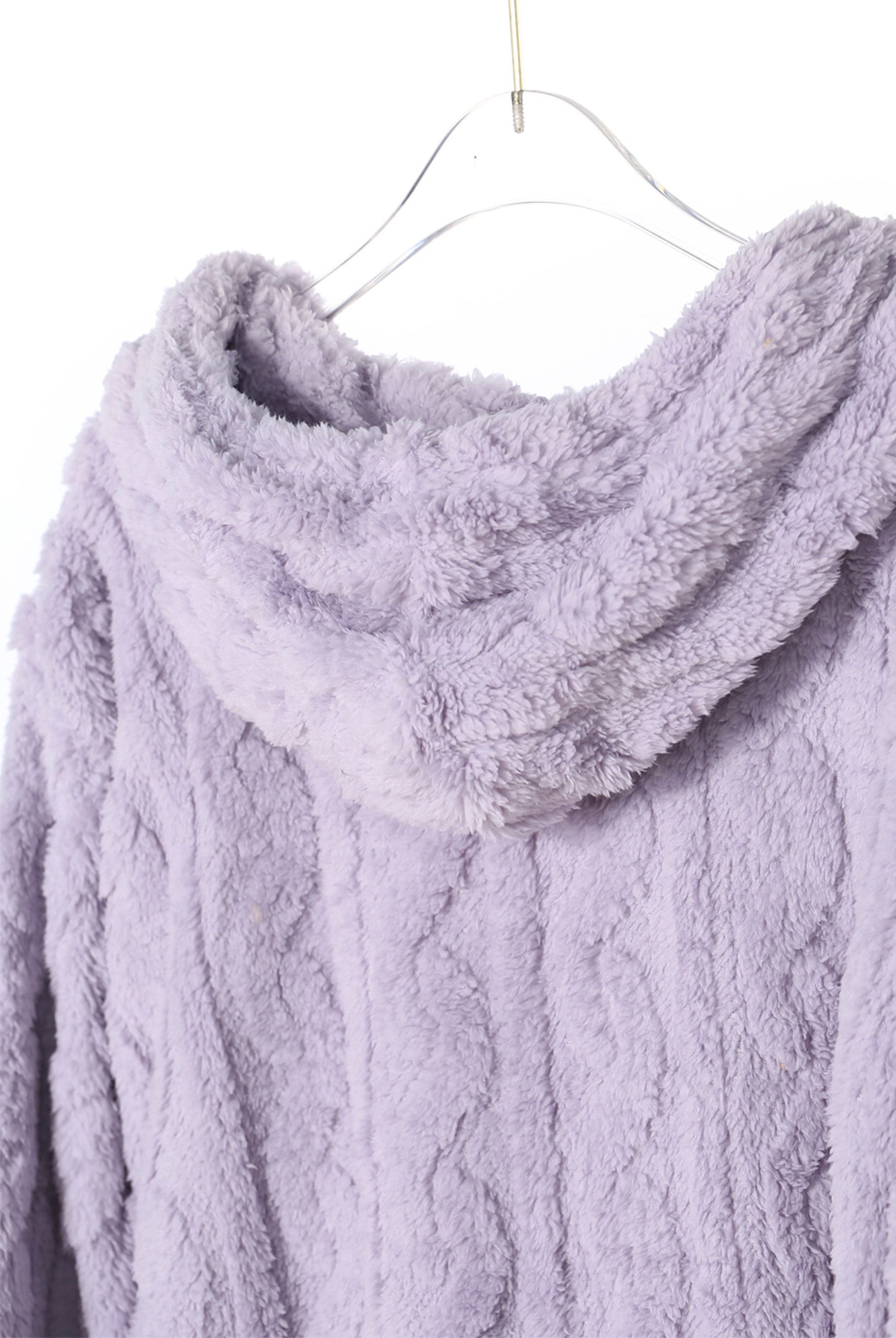 Lilac Textured Teddy Zip Hoodie And Trouser Lounge Set