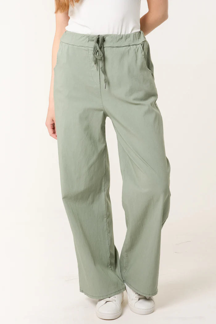 Khaki Wide Leg Magic Trousers