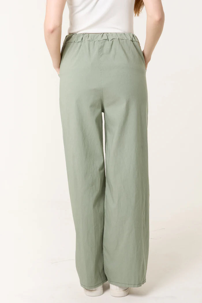 Khaki Wide Leg Magic Trousers