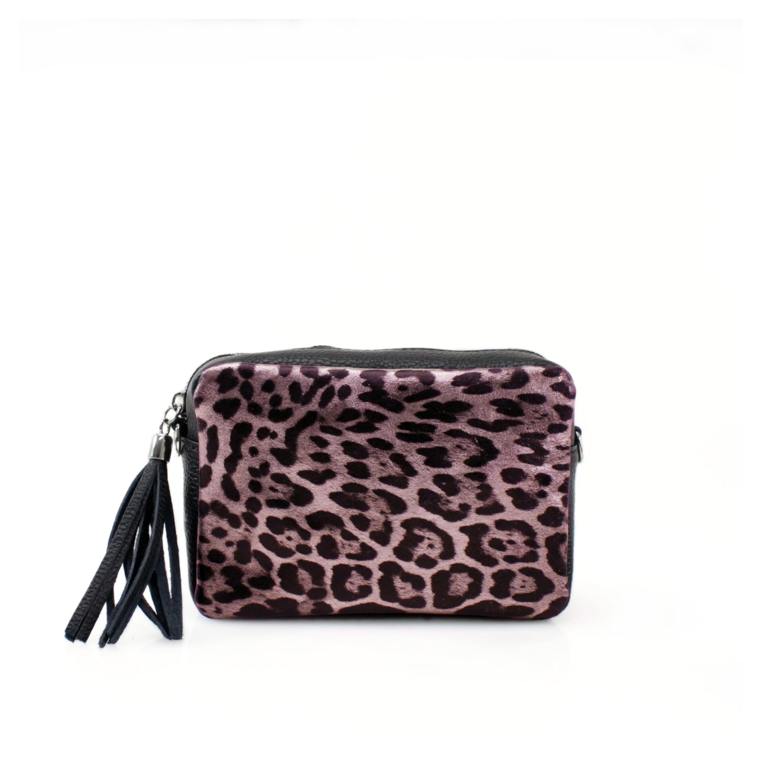 Leather Black Leopard Print Crossbody Bag Choose From 6 Colours