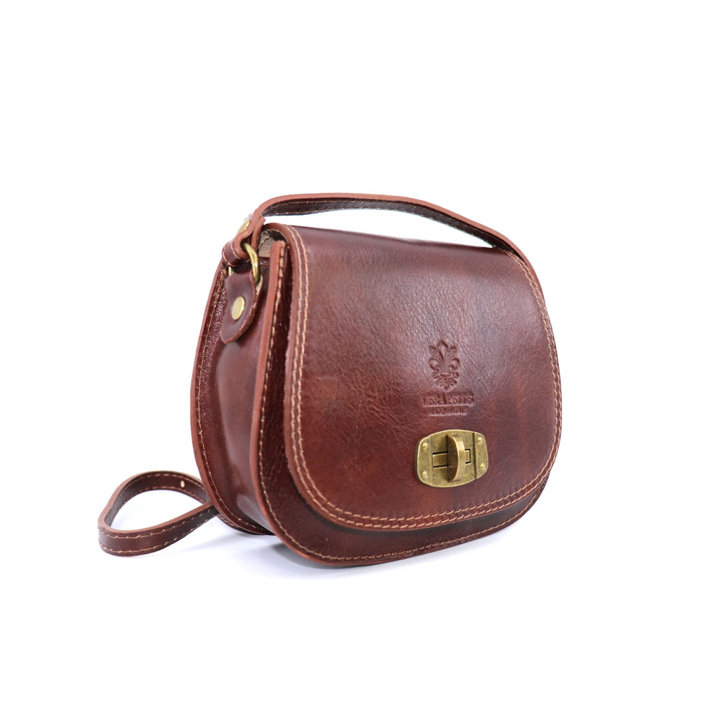 Vintage Italian Leather Stamped Crossbody Saddle Bag Choose From 5 Colours